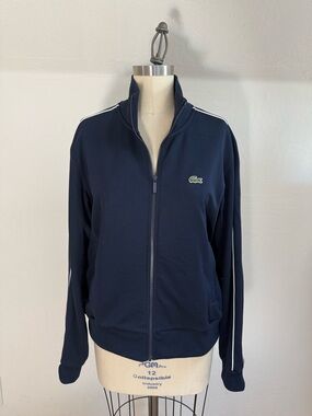 Lacoste Navy Track Jacket with White Piping Large